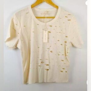COPY - NWT Gilded Intent, size small distressed, off white shirt